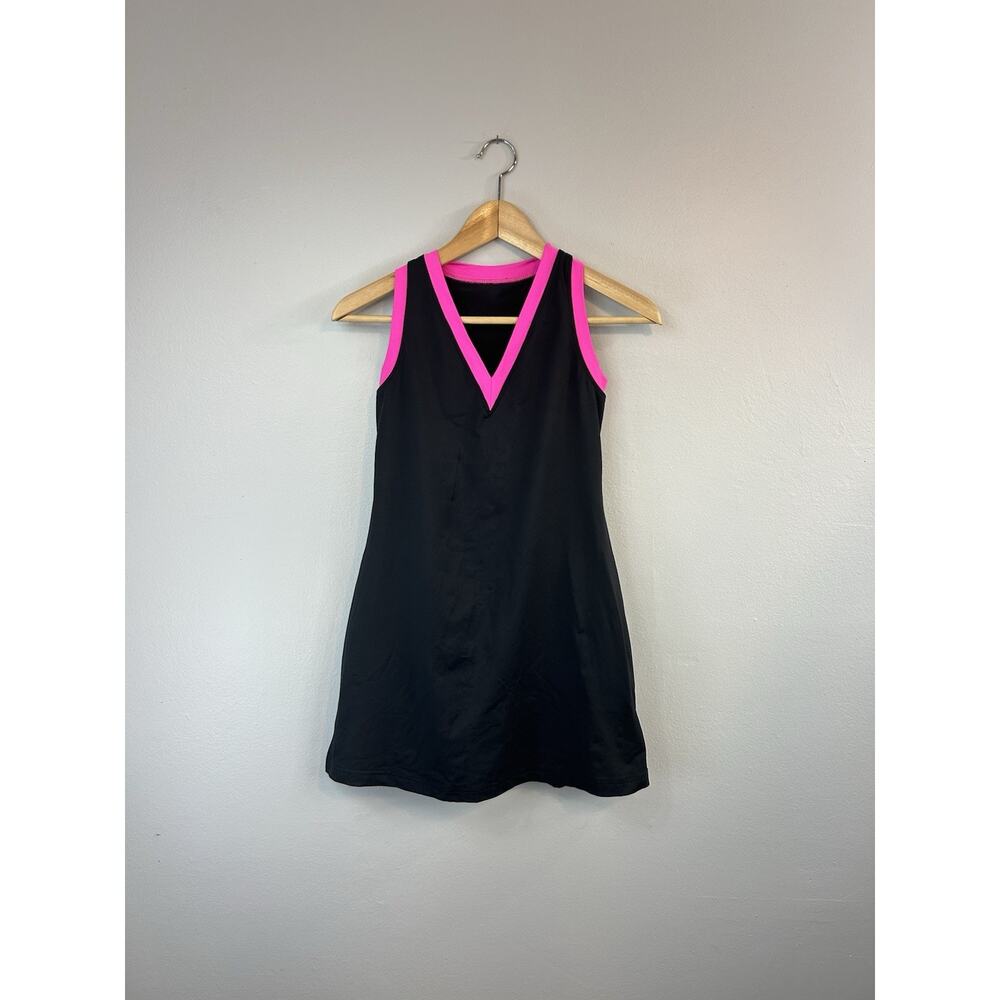 Lululemon Athletica Tank Top Tunic Black and Pink Sporty Tank Top Size 6 V-Neck